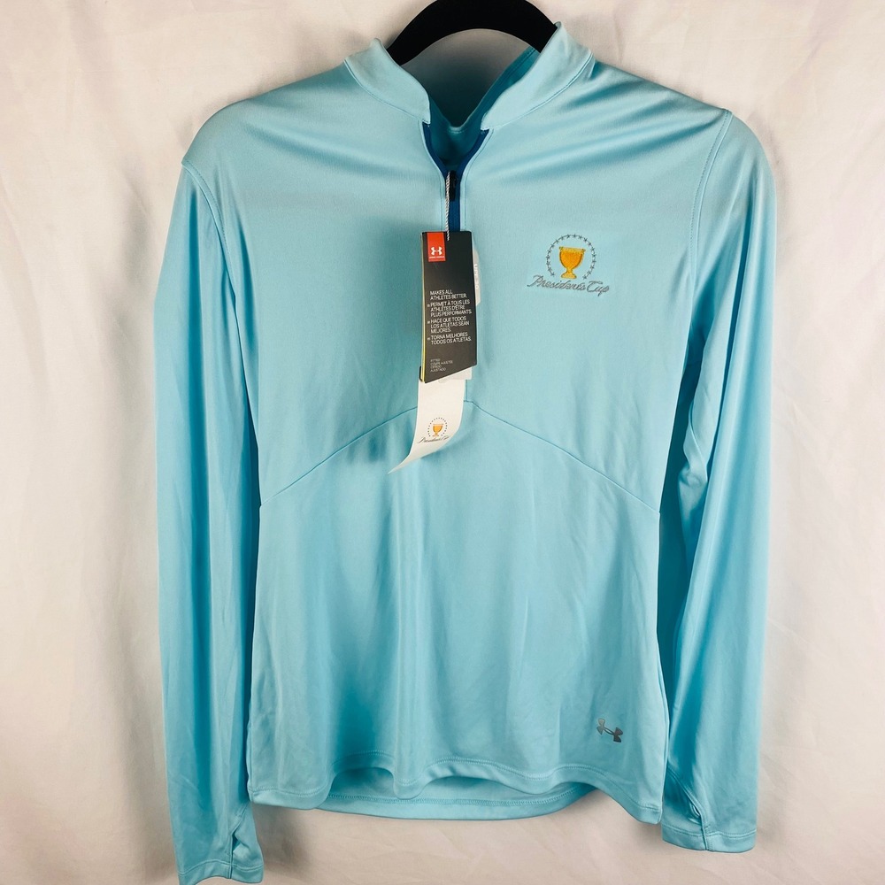 Under Armour Women's Swift Mock Light Blue Quarter Zip Golf PGA Medium NWT